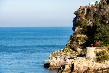 beautiful view of the sea of Taormina seen from above