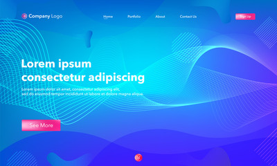 Asbtract background website Landing Page. Template for websites, or apps. Modern design.Blue. Abstract vector style.