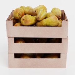 Wall Mural - Realistic 3D Render of Pears in Boxes