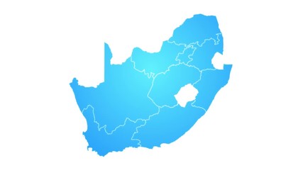 Wall Mural - south africa map showing up intro by regions/ 4k animated south africa map intro background with cou