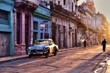 Typical street scene from Havana Vieja in sunrise, Old Havana, Cuba