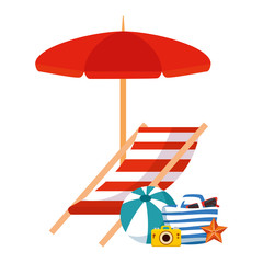 Sticker - beach bag with umbrella and summer icons