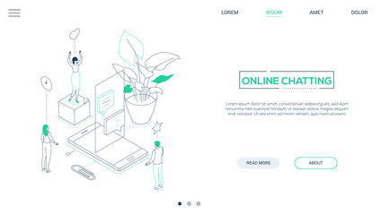 Wall Mural - Online chatting - line design style isometric web banner