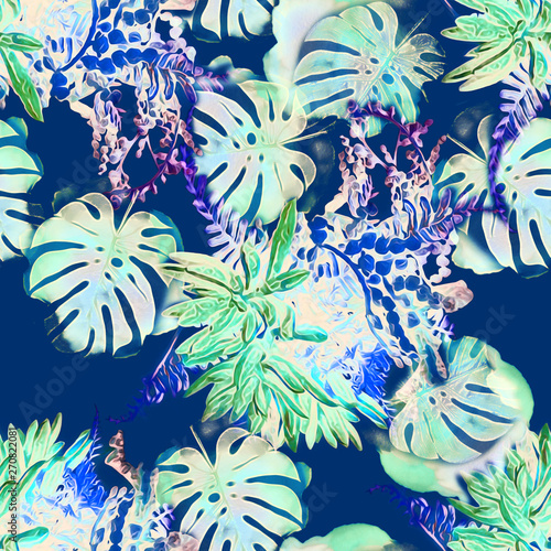 Exotic floral seamless pattern