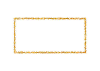 Wall Mural - gold frame isolated on white background. golden glitter confetti texture. gold square border, shine 