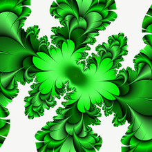 Green Flowery Fractal Background, Phosphorescent Texture