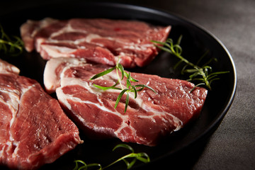 Canvas Print - Fresh raw steak meat with rosemary