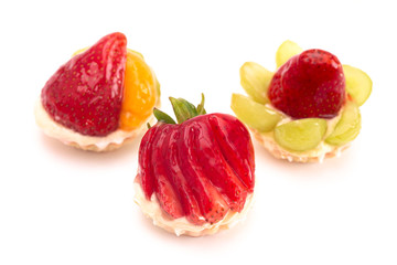 Mini Fruit Tarts Isolated on a White Background