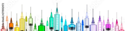 Row of bright colorful syringes Fototapete