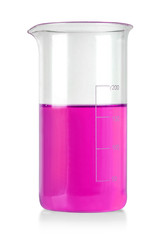 Wall Mural - flask with pinkliquid isolated