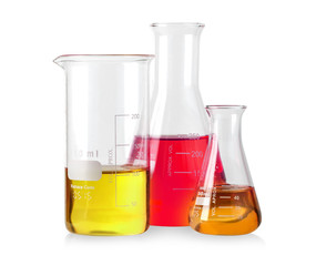 Wall Mural - flask with liquid isolated