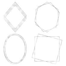 Geometric Polygonal Frames - Set Of 4 Trendy Frames With Copy Space