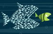 Unity of small fish eat big fish: Teamwork concept