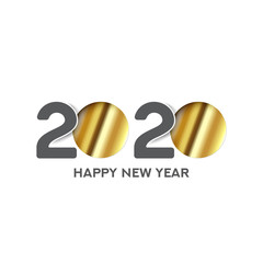 2020 happy new year symbol design. Vector illustration with golden holiday label isolated on white background.