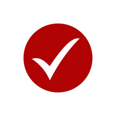 Red check mark icon. Flat icon checklist mark symbol vector illustration.