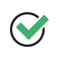 Leinwandbilder - Green check mark icon in a black circle. Flat icon checklist mark symbol vector illustration.