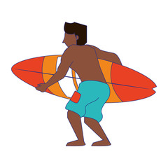 Wall Mural - Young man with surf table cartoon