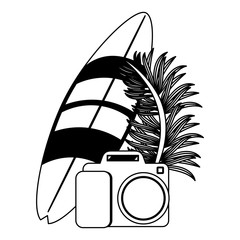 Canvas Print - Summer and beach vacations cartoons in black and white