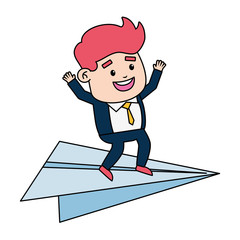 Sticker - businessman standing paper plane