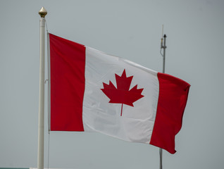 Canadian Flag flies high on a sunny day