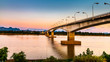 © wirote - Mekong bridge over the river with blue sky, Bridge over the Mekong River at Thailand