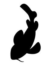 Black Silhouette Koi Carp Japanese Symbol Of Luck Fortune Prosperity Black Dotted Koi Carp Cartoon Flat Vector Illustration Isolated On White Background