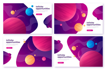 Wall Mural - landing page template on the topic of space, exploring, technologies, virtual and augmented reality.