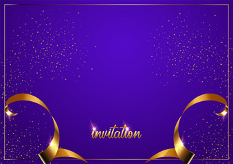 Wall Mural - Invitation card template. Purple gradient background vector illustration