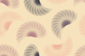 Wall Mural - abstract wired shells floating seamless pattern in soft ivory tones