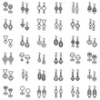 Earring vector illustration set, line style icon