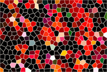 Geometric Pattern Of Dark Colors As A Mosaic Of Large Tiles Of A Minimalist Design Background In Red Tones, Abstract Colored Texture Shape.
