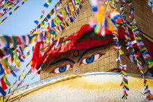 Buddha's Eyes Depicted On A Stupa Boudnath
