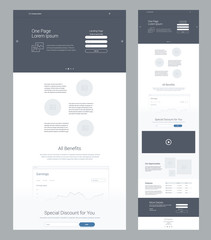 Wall Mural - one page website design template for business. landing page wireframe. flat modern responsive design