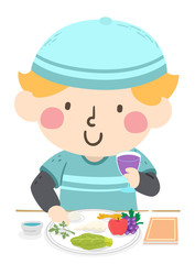 Sticker - Kid Boy Passover Food Plate Illustration