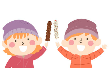 Canvas Print - Kids Chocolates On Stick Illustration