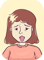 Sticker - Girl Symptoms Dry Tongue Illustration