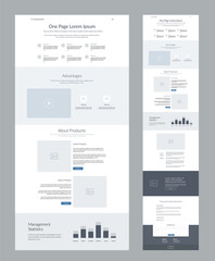 Wall Mural - one page website design template for business. landing page wireframe. flat modern responsive design