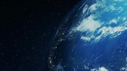 earth planet in deep space. 4k 3d render animation footage.