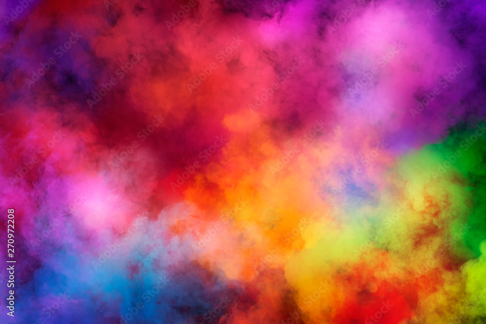 Abstract clouds of color smoke colorful texture background. Colored fluid powder explosion, dust, vape smoke liquid abstract clouds design for poster, banner, web, landing page, cover. 3D illustration - obrazy, fototapety, plakaty 