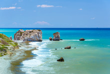 The Famous Beach Of Aphrodite's Rock Or Venus Rock, Petra Tou Romiou, Cyprus