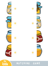 Matching Game, Game For Children. Match The Halves. A Set Of Jars Of Honey And Jam