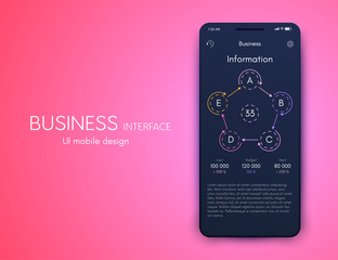 Vector graphics mobile infographics with five options. Template for creating mobile applications, workflow layout, diagram, banner, web design, business reports with 5 steps