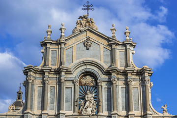 Poster - Front facade of Saint Agatha Cathedral in Catania, Sicily Island of Italy