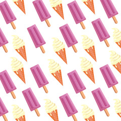 Canvas Print - ice creams with stick pattern background