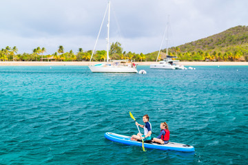 Father and daughter kayaking