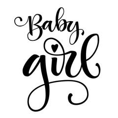 Wall Mural - Baby girl logo quote. Baby shower hand drawn modern brush calligraphy phrase. Simple vector text for cards, invintations. Landscape design. 