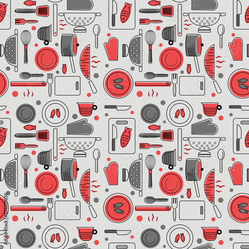 Fotografia Home kitchen seamless geometric pattern