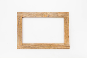 Wooden frame for painting or picture on white background