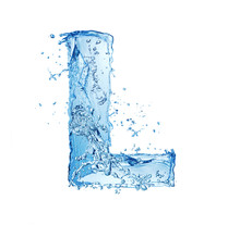Letter L Made Of Water Splash Isolated On White Background