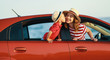 © JenkoAtaman - happy family mother and child boy goes to summer travel trip in car.